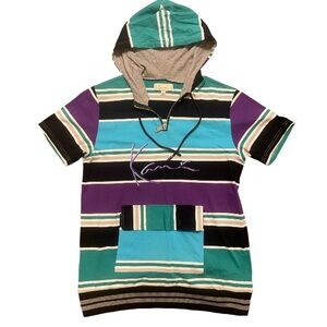 NWOT’ Karl Kani Blue and Purple Striped Hooded Shirt